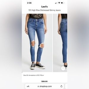 Levi’s high rise skinny distressed knee